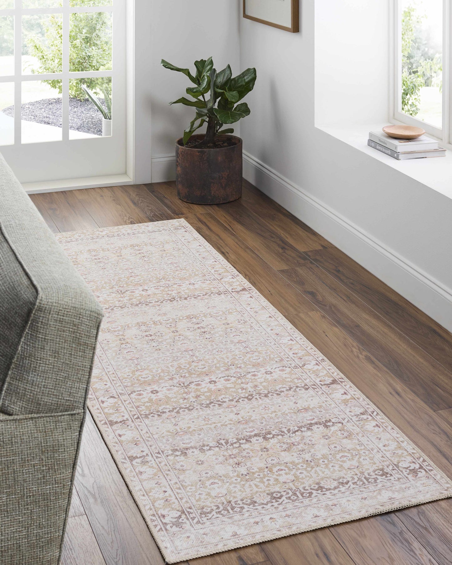 Bienna Vintage Flat Pile Washable Rug-2