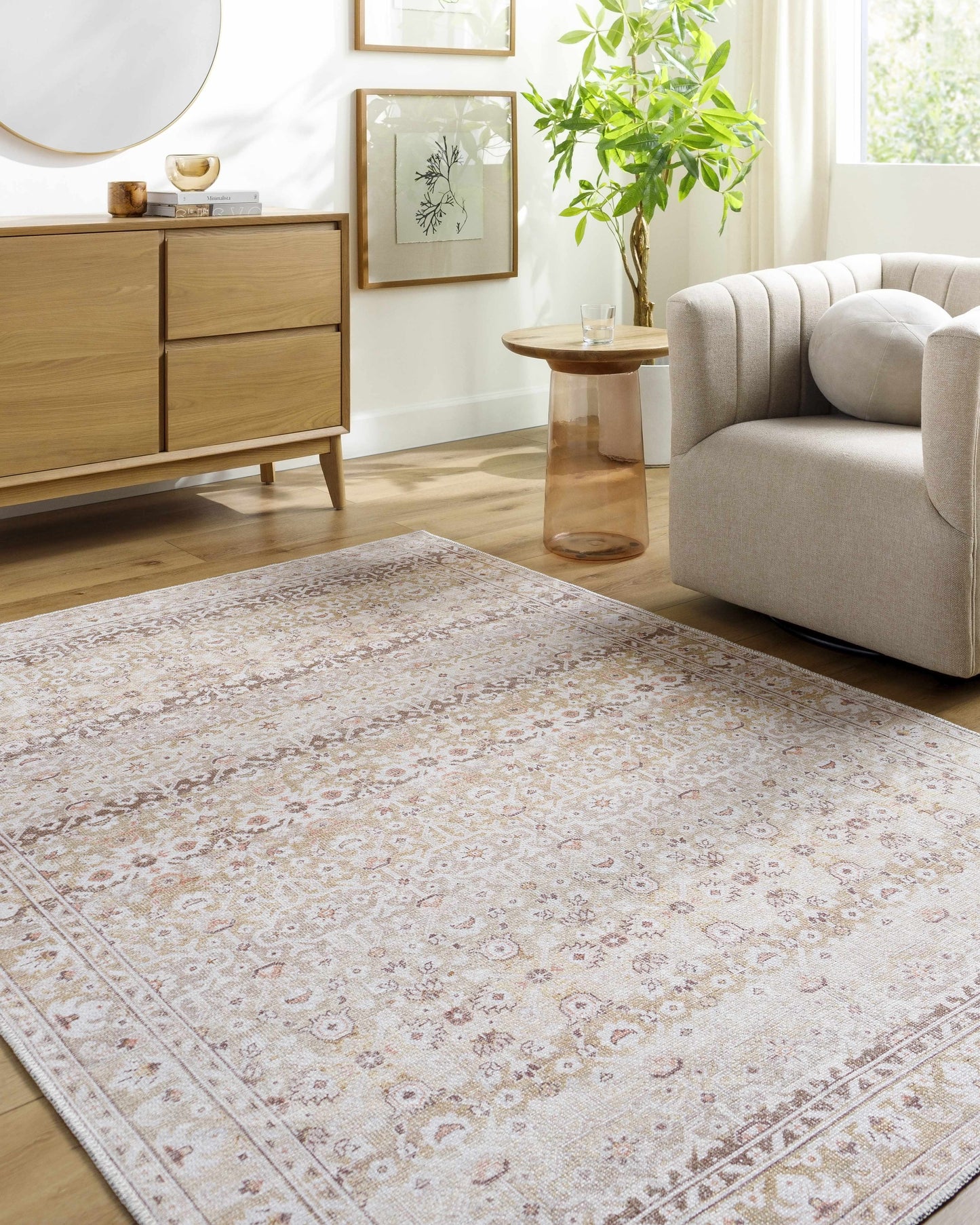 Bienna Vintage Flat Pile Washable Rug-0