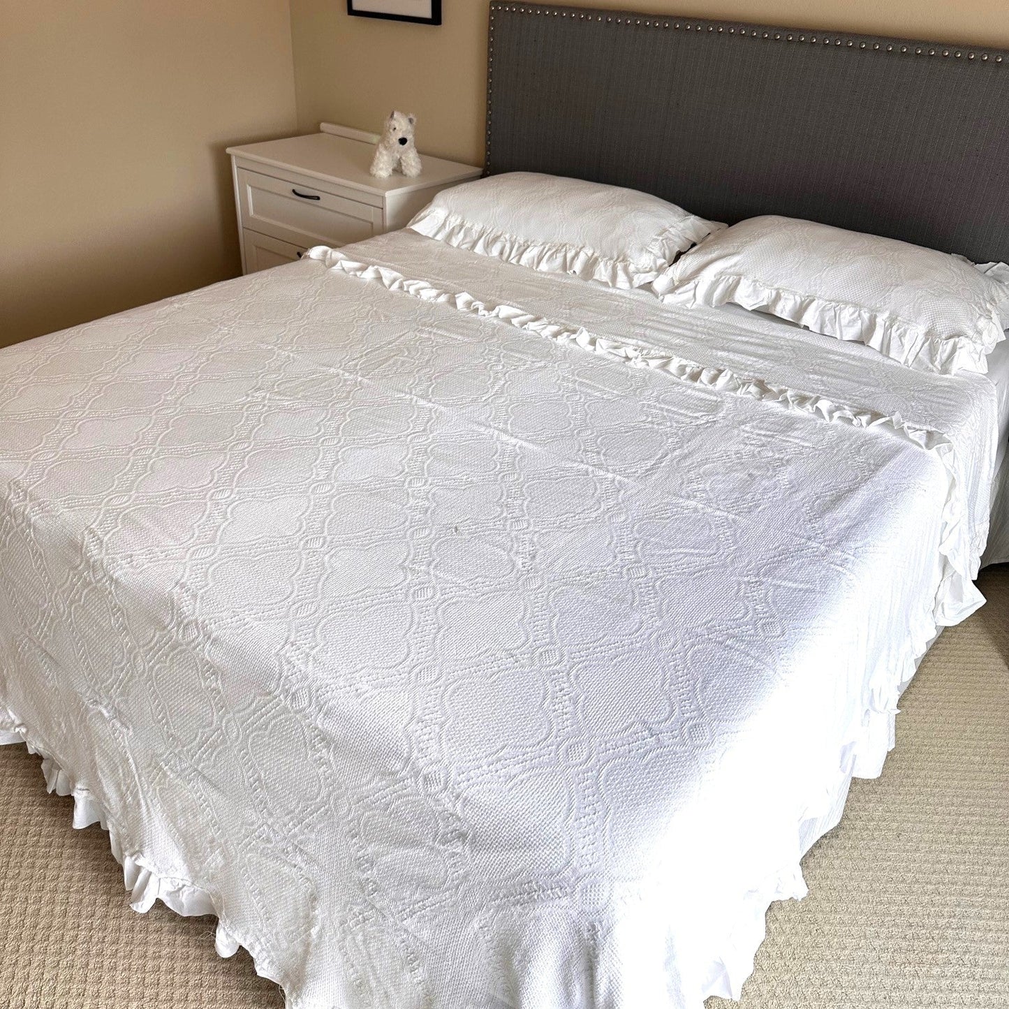 COTTON WHITE LACE BEDSPREAD-0