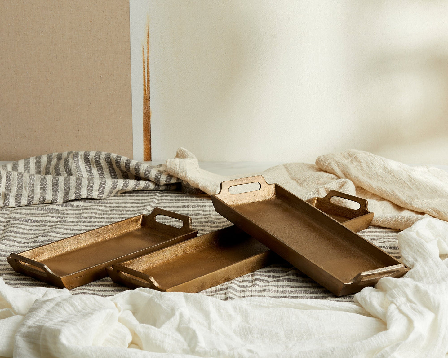 May Stylish Gold Serving Trays with Handles