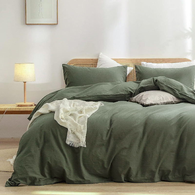 NNEDSZ Green 1.8m (Duvet Cover 180*220cm) Luxurious Soft Brushed Microfiber 4-Piece Bedding Set - Pure Color Double Bed Duvet Cover with Fitted Sheet-0