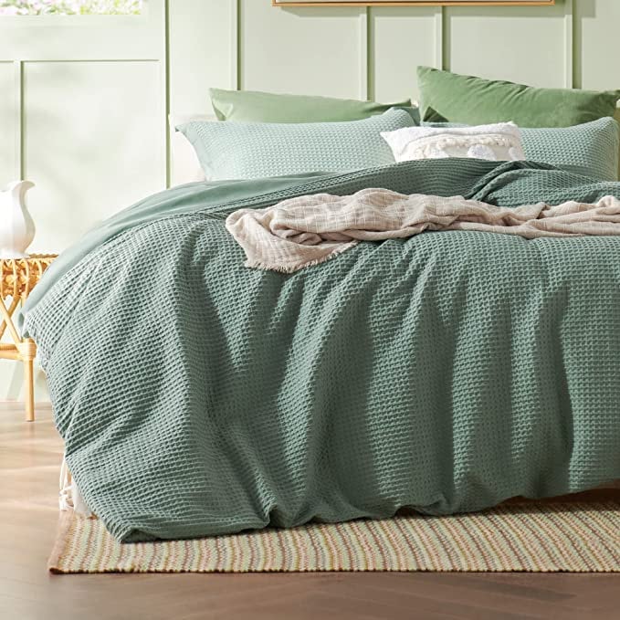 Waffle Weave Linen Cotton Duvet Cover Sets-7