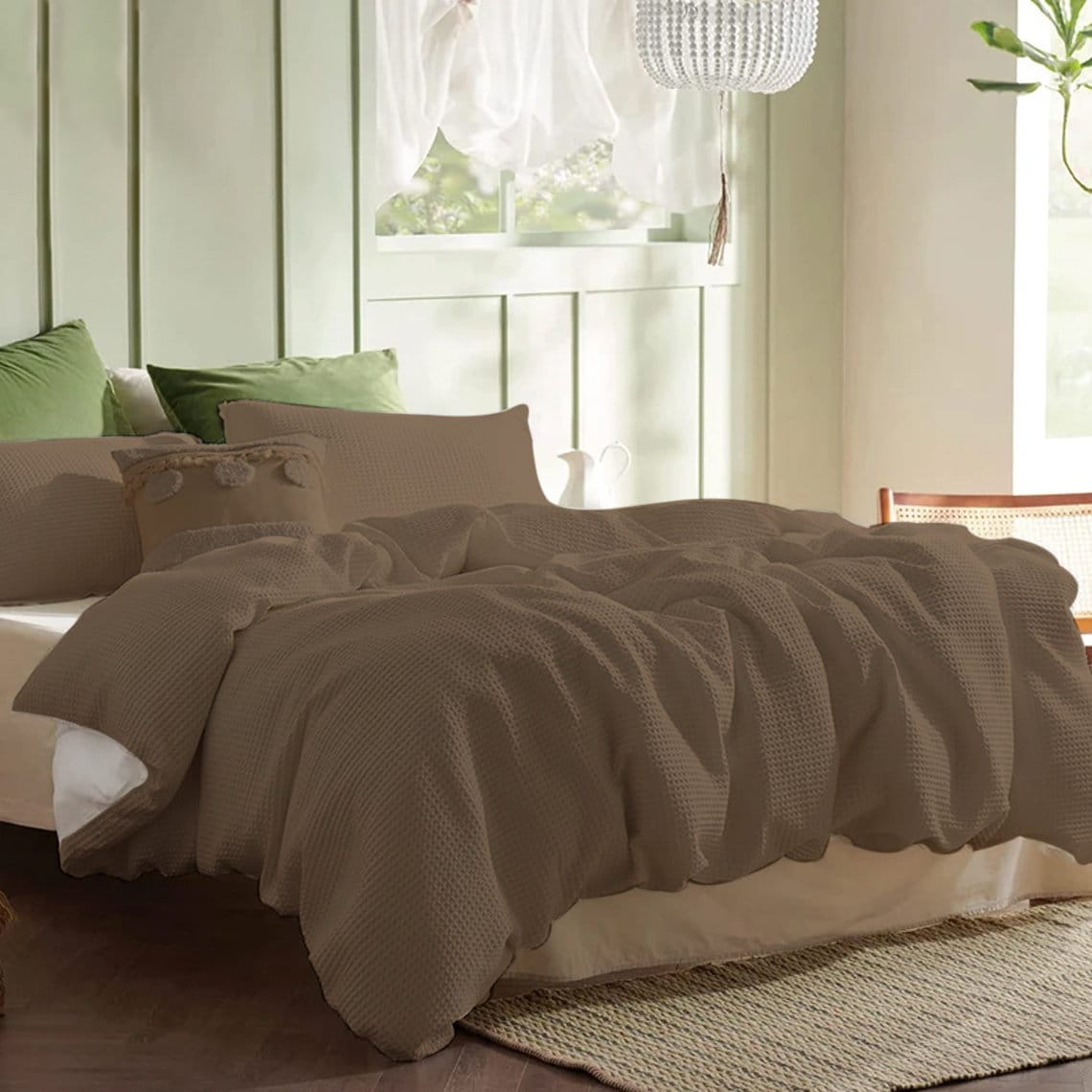 Waffle Weave Linen Cotton Duvet Cover Sets-14