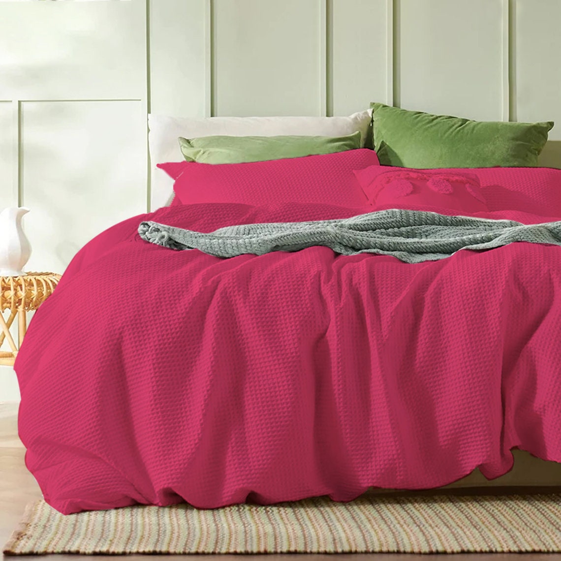 Waffle Weave Linen Cotton Duvet Cover Sets-11