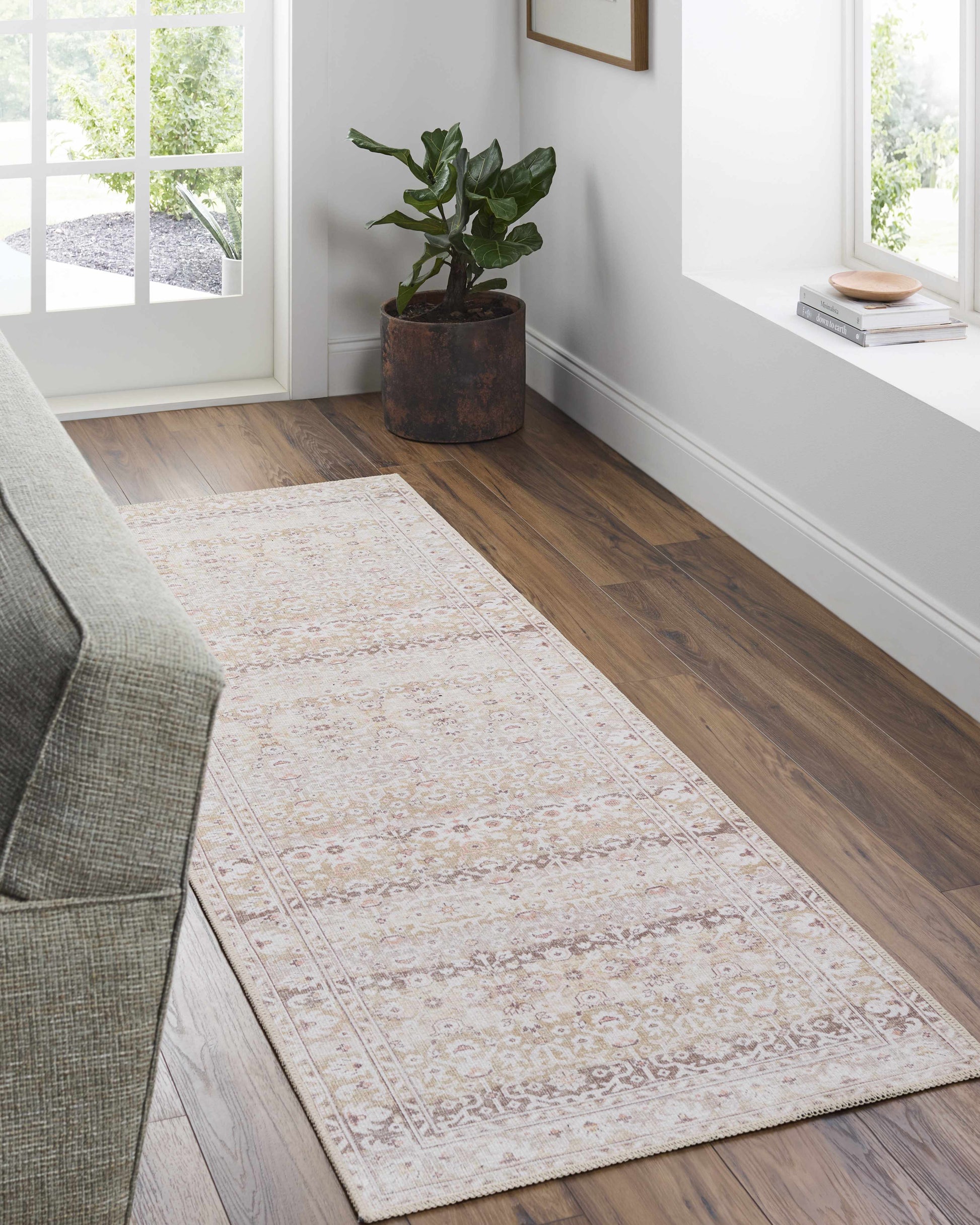 Bienna Vintage Flat Pile Washable Rug-2