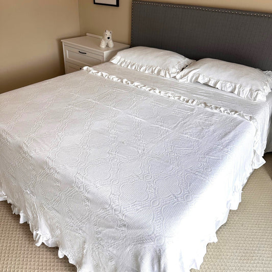 COTTON WHITE LACE BEDSPREAD-0