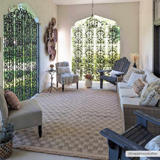 Jurek Beige Checkered Area Rug-0