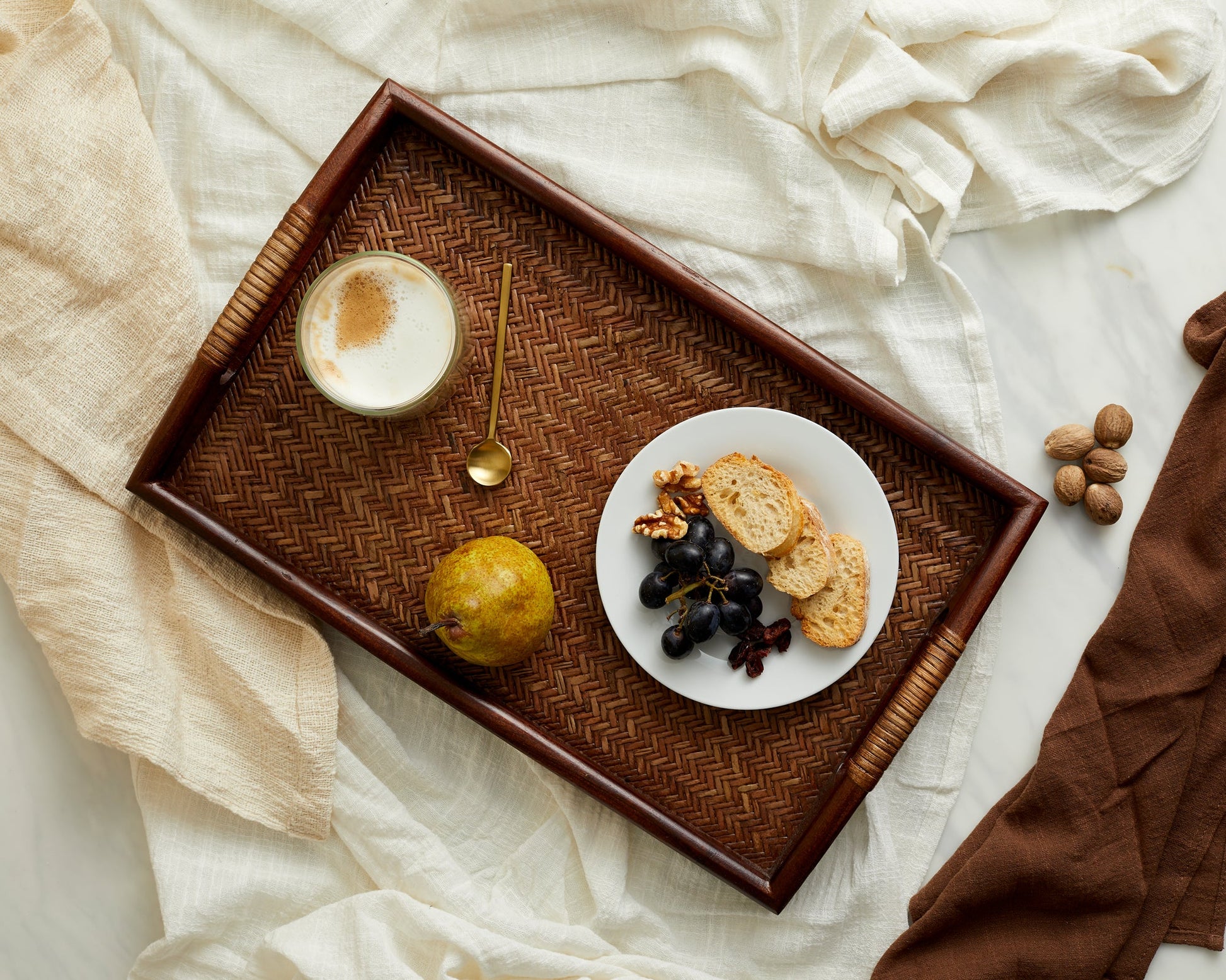 Vera Rectangle Rattan and Wood Serving Tray-2